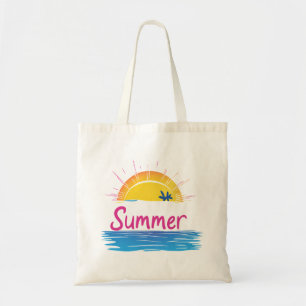 Sunset Summer Beach Illustration Tragetasche