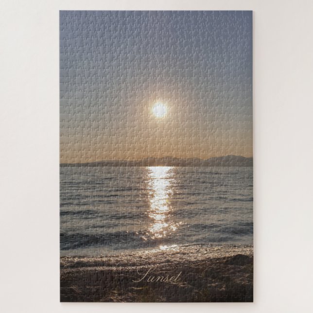 Sunset Summer Night Beach Life Fotografie Puzzle (Vertikal)