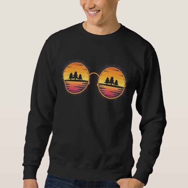Sunset Summer Vacation Pine Trees Beach Tropical S Sweatshirt (Vorderseite)
