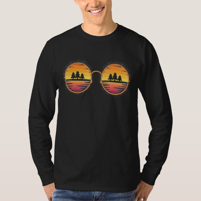 Sunset Summer Vacation Pine Trees Beach Tropical S T-Shirt (Vorderseite)