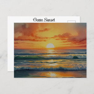 Sunset Sunrise Ocean Beach Colorcolor Art Postkarte