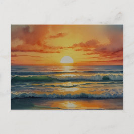 Sunset Sunrise Ocean Beach Colorcolor Art Postkarte