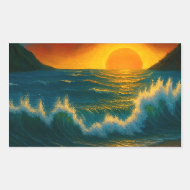 Sunset Surf – Bold Ocean Wave Art Sticker (Vorderseite)