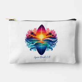 Sunset Surfboard Curls Zippered Pouch Zubehörtasche