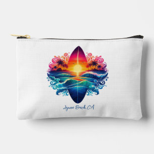 Sunset Surfboard Curls Zippered Pouch Zubehörtasche