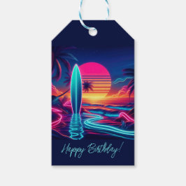 Sunset Surfboard Neon Lights- Geschenkanhänger