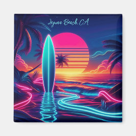 Sunset Surfboard Neon Lights- Magnet