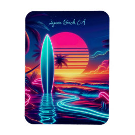 Sunset Surfboard Neon Lights- Magnet