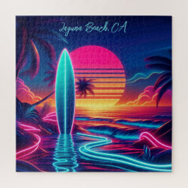 Sunset Surfboard Neon Lights- Puzzle