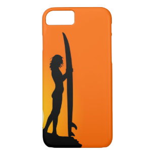 Sunset Surfer Girl mit Surfbrett Case-Mate iPhone Hülle
