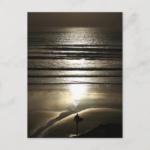 Sunset Surfer in Polzeath Postkarte