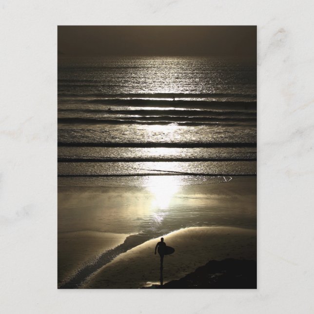 Sunset Surfer in Polzeath Postkarte (Vorderseite)