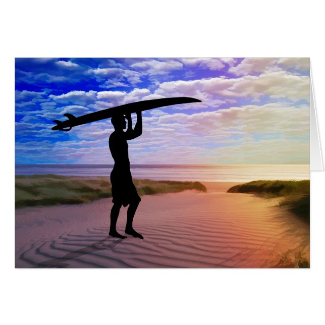 Sunset Surfer Sand & Wolken (Vorderseite (Horizontal))