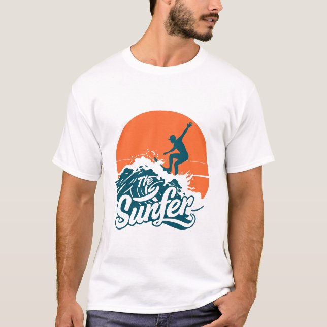 Sunset Surfing Vibes T-Shirt – Retro Beach Wave Su (Vorderseite)