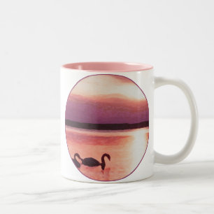 Sunset Swans Zweifarbige Tasse