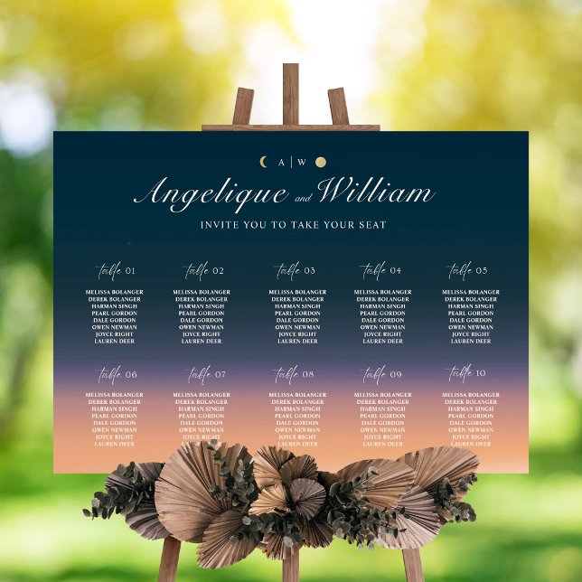 Sunset to Moonrise Wedding Seating Chart Poster (Von Creator hochgeladen)
