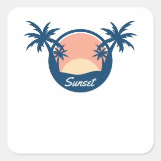 Sunset Tree Quadratischer Aufkleber