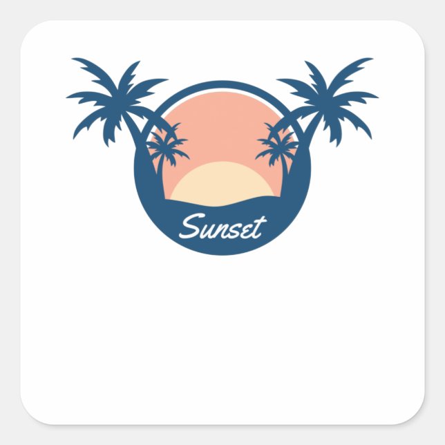 Sunset Tree Quadratischer Aufkleber (Vorderseite)