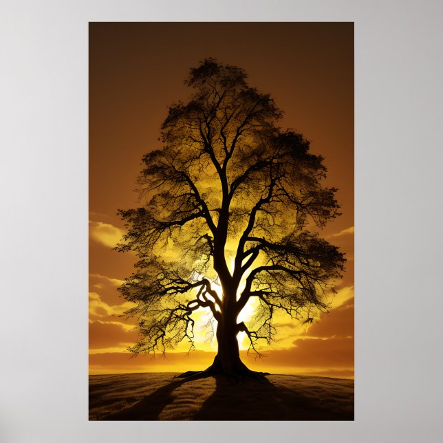 Sunset Tree Silhouetten Poster (Vorne)