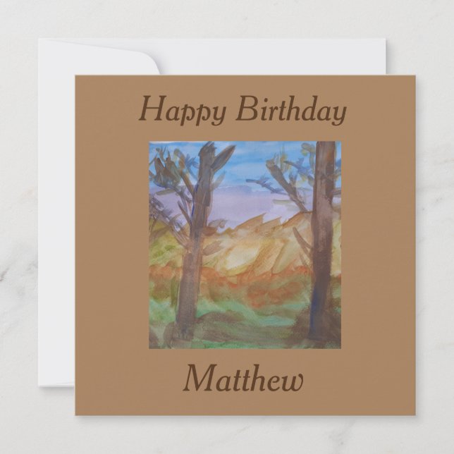 Sunset Trees Birthday Flat Karte (Vorderseite)