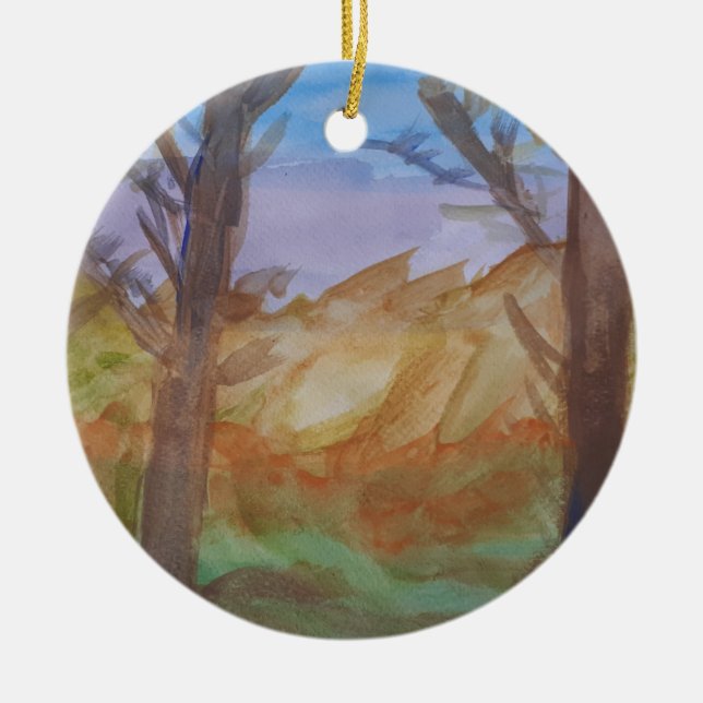 Sunset Trees Keramik Ornament (Vorne)