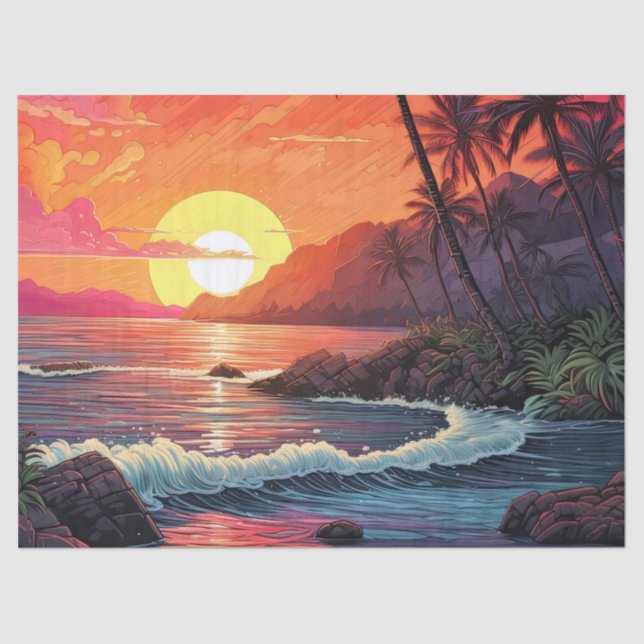 Sunset Tropical Beach Paradise Island Seidenpapier (Vorderseite)