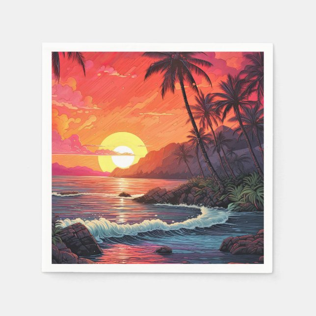Sunset Tropical Beach Paradise Island  Serviette (Vorderseite)