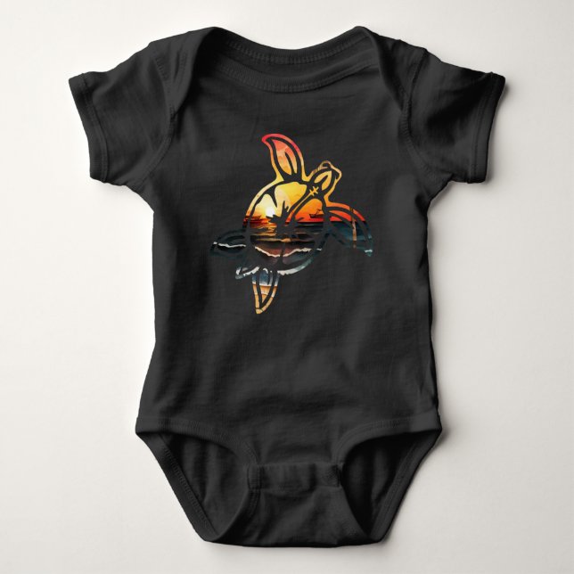 Sunset Turtle Baby Strampler (Vorderseite)
