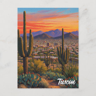 Sunset Tuscon Skyline Arizona Postkarte