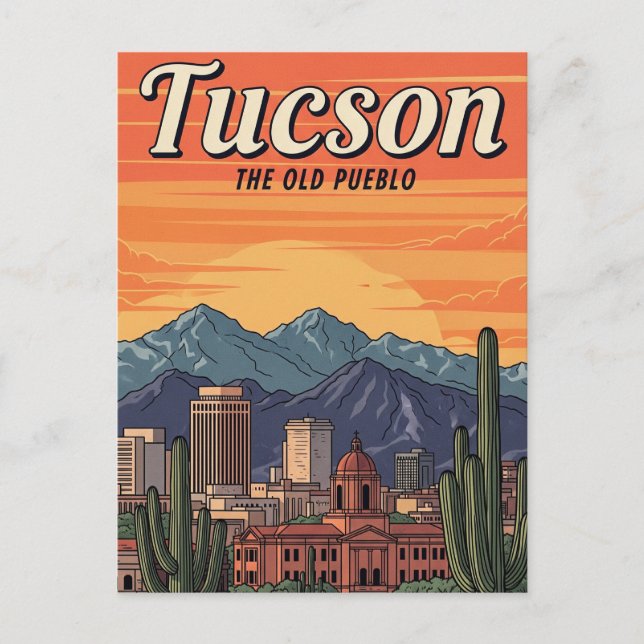 Sunset Tuscon Skyline Arizona Postkarte (Vorderseite)
