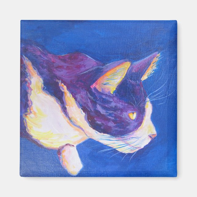 Sunset Tuxedo Cat Pet Art Custom Magnet (Vorne)