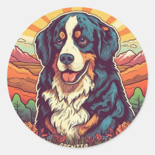 Sunset Valley Bernese Mountain Dog Runder Aufkleber