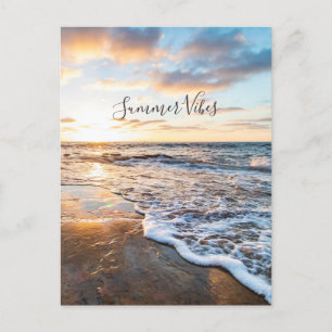 Sunset Vibes Zen Beach Sunset Ocean Waves Postkart Postkarte