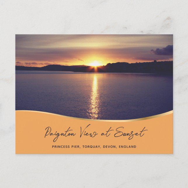 Sunset View Paignton Princess Pier Torquay England Postkarte (Vorderseite)