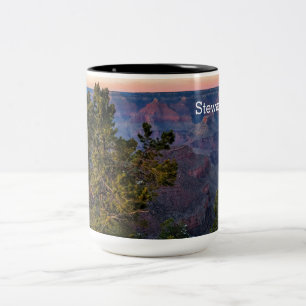 Sunset View Pine Tree Grand Canyon Zweifarbige Tasse
