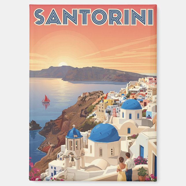 Sunset View Santorini Greece Cyclades Travel Magnet (Vorderseite)