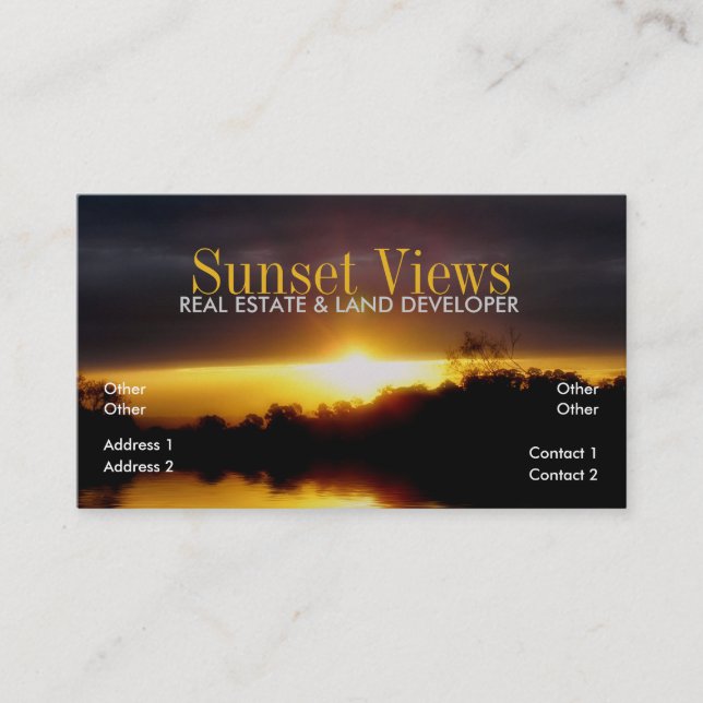 Sunset Views Business Card Visitenkarte (Vorderseite)