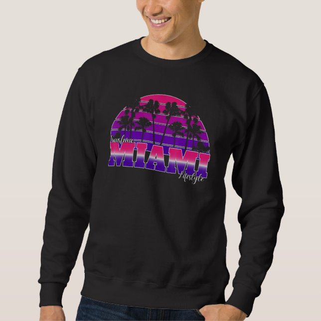 Sunset Vintag Palm Tree Graphic Sunshine Miami Sweatshirt (Vorderseite)