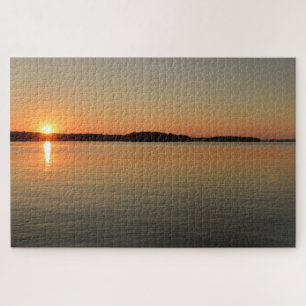 Sunset Water Landschaftlich Nature Travel Lake Fot Puzzle