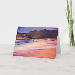 Sunset Watercolor Beach Art Card Karte