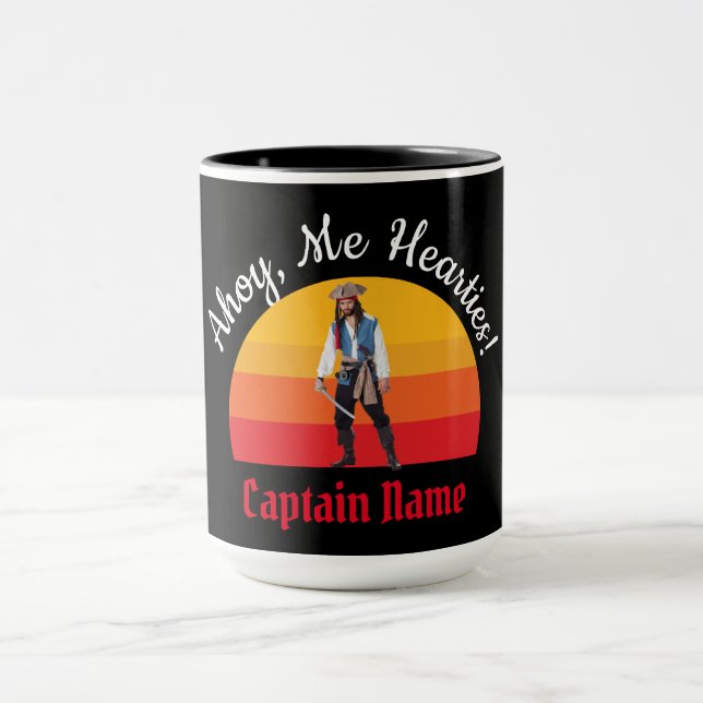 Sunset Watercolor Blue Pirate Tasse (Zentrum)