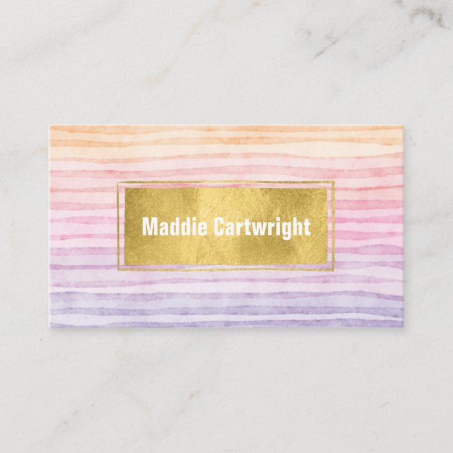 Sunset Watercolor Strips Business Card Visitenkarte (Vorderseite)