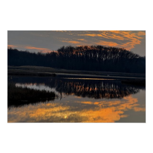 Sunset Waterscape Reflection Photo Poster (Vorderseite)