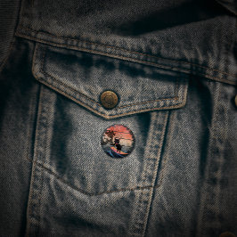 Sunset Wave Riding Cat Button