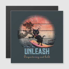 Sunset Wave Riding Cat Magnetkarte