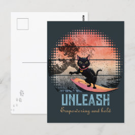 Sunset Wave Riding Cat Postkarte