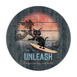 Sunset Wave Riding Cat Schneidebrett