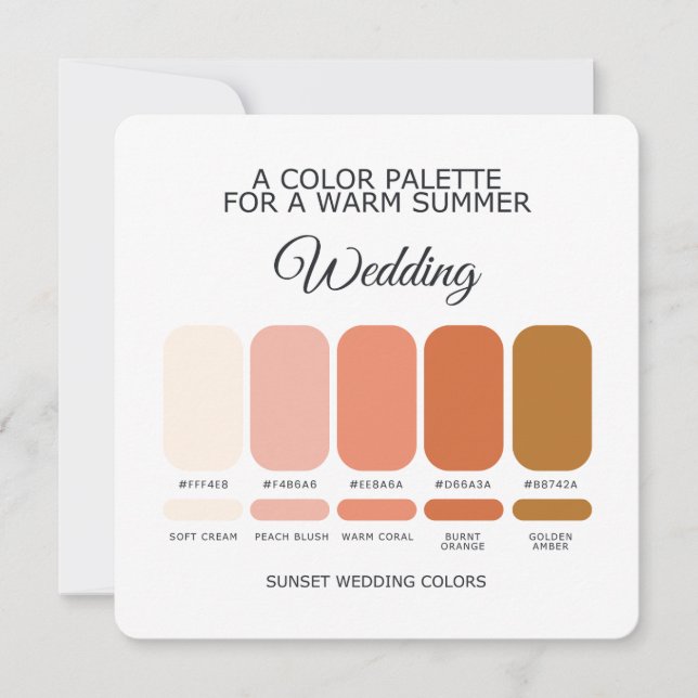 Sunset Wedding Color Palette Card Einladung (Vorderseite)