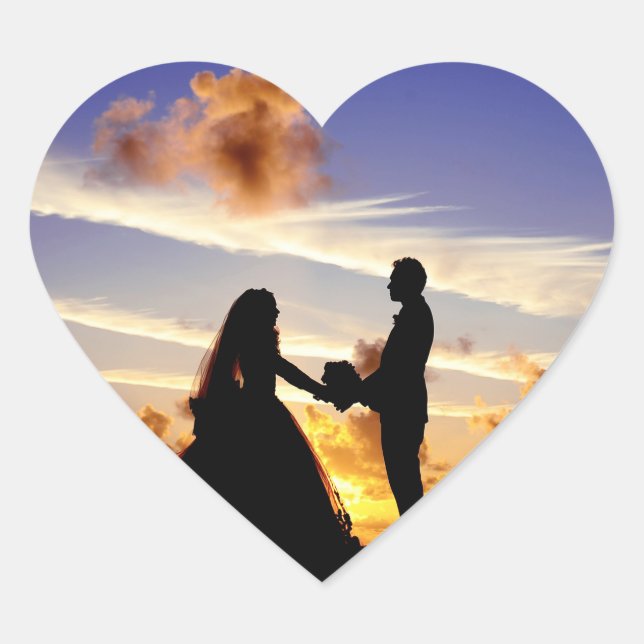 Sunset Wedple Herz-Aufkleber (Vorderseite)