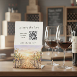 Sunset Weingut QR Code Capture the Love Hochzeit Sockelschild